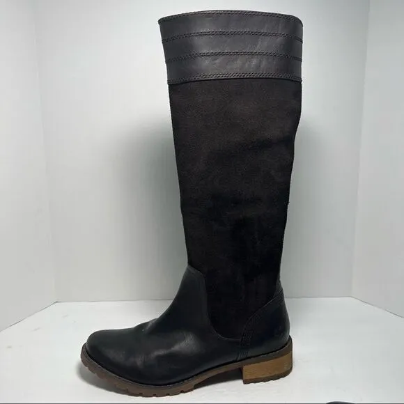Timberland Bethel Heights Tall Leather Suede Brown Equestrian Side Zip Boots W7