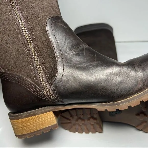 Timberland Bethel Heights Tall Leather Suede Brown Equestrian Side Zip Boots W7