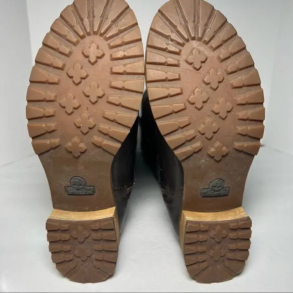Timberland Bethel Heights Tall Leather Suede Brown Equestrian Side Zip Boots W7