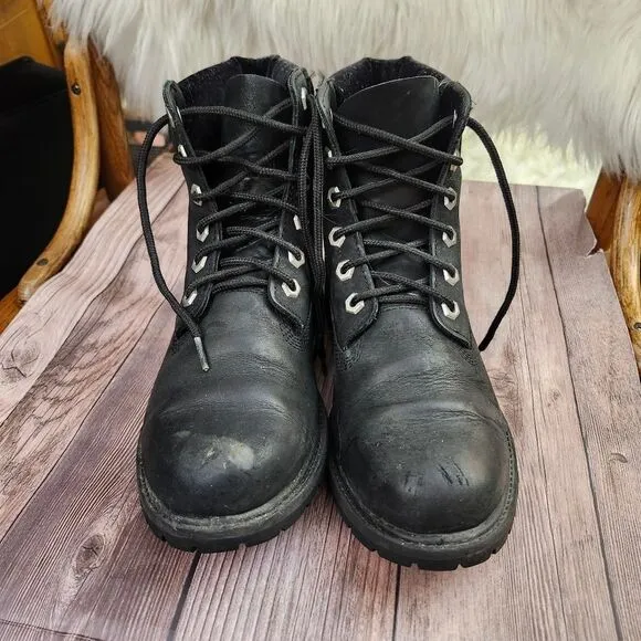 Timberland Premium 6&quot; Black Nubuck Velvet Collar Lace-up Hiking Boots Sz 8