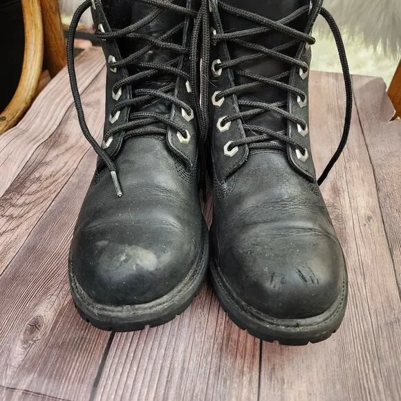 Timberland Premium 6&quot; Black Nubuck Velvet Collar Lace-up Hiking Boots Sz 8