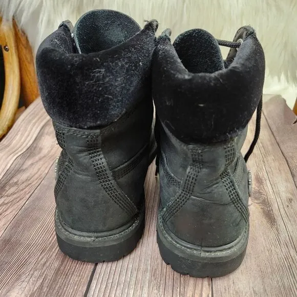 Timberland Premium 6&quot; Black Nubuck Velvet Collar Lace-up Hiking Boots Sz 8