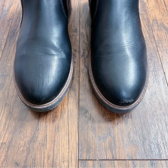 Tommy Hilfiger • Faux Leather Lug Sole Bootie equestrian logo strap buckle