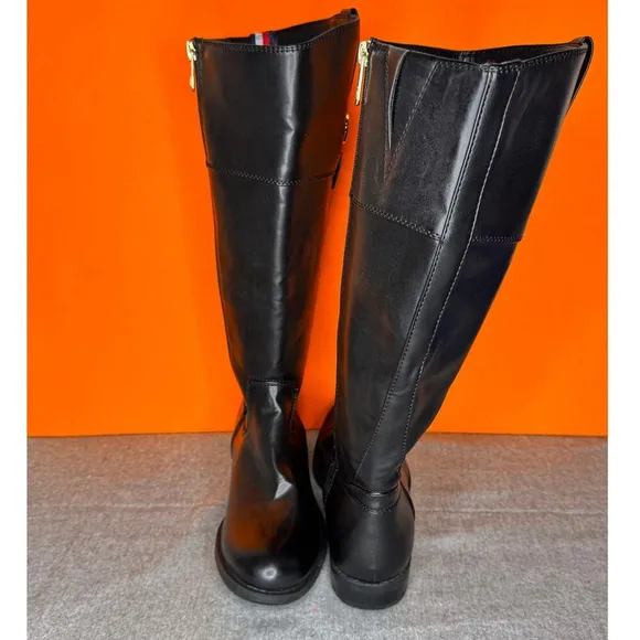 Tommy Hilfiger Shano Black Faux Leather Riding Boot Size 6.5