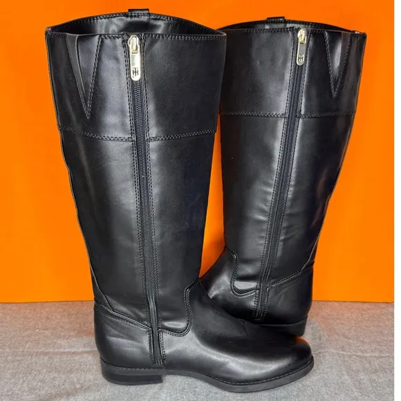 Tommy Hilfiger Shano Black Faux Leather Riding Boot Size 6.5