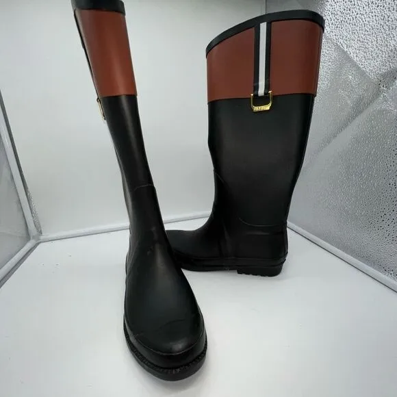 Tommy Hilfiger Viktoria Equestrian Style Rubber Tall Rain Boots