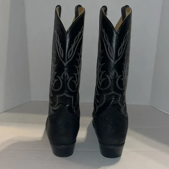 Tony Lama-10 EE-black-Bull hide  leather, Vequero western, cowboy, rodeo, boots.