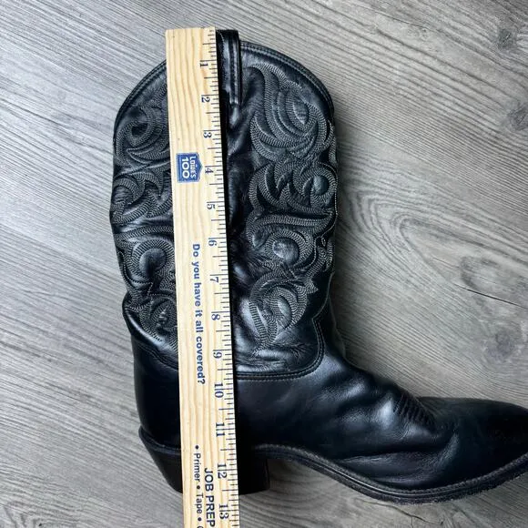 Tony Lama Cowboy Boots Mens Sz 10 Leather Black Western Rodeo Barn Work   Ranch