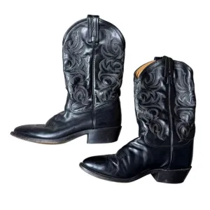 Tony Lama Cowboy Boots Mens Sz 10 Leather Black Western Rodeo Barn Work   Ranch