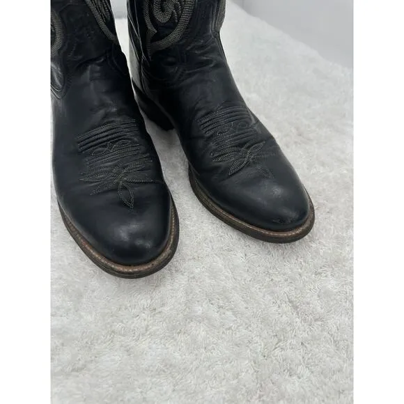 Tony Lama Cowboy Western Leather Black BOOTS Size 8B