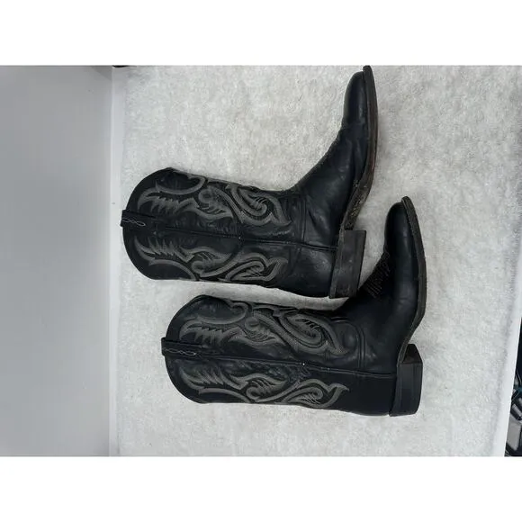 Tony Lama Cowboy Western Leather Black BOOTS Size 8B