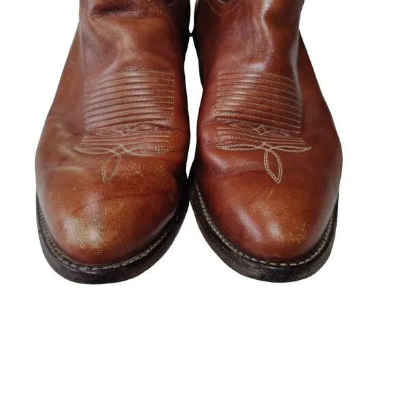 Tony Lama Mens Sz 8.5 Reddish Brown Leather Cowboy Western Boots Style 5084
