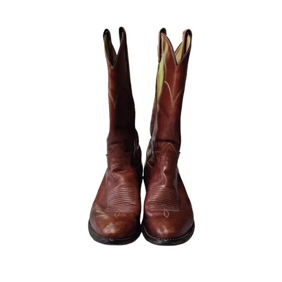 Tony Lama Mens Sz 8.5 Reddish Brown Leather Cowboy Western Boots Style 5084
