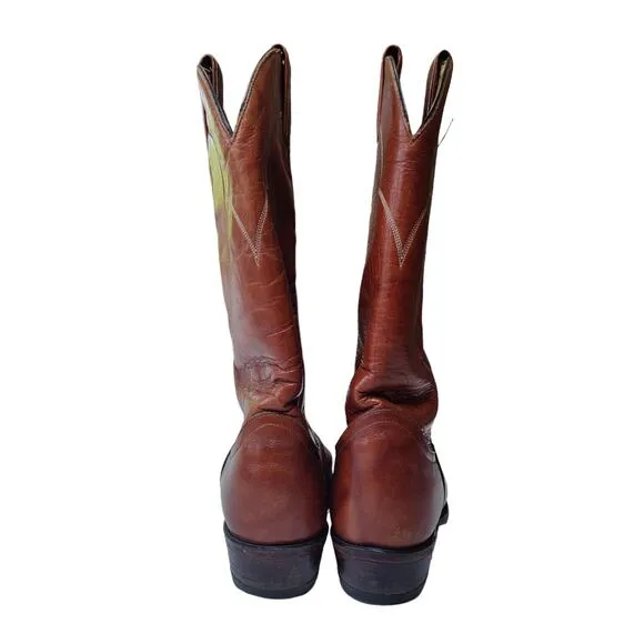 Tony Lama Mens Sz 8.5 Reddish Brown Leather Cowboy Western Boots Style 5084
