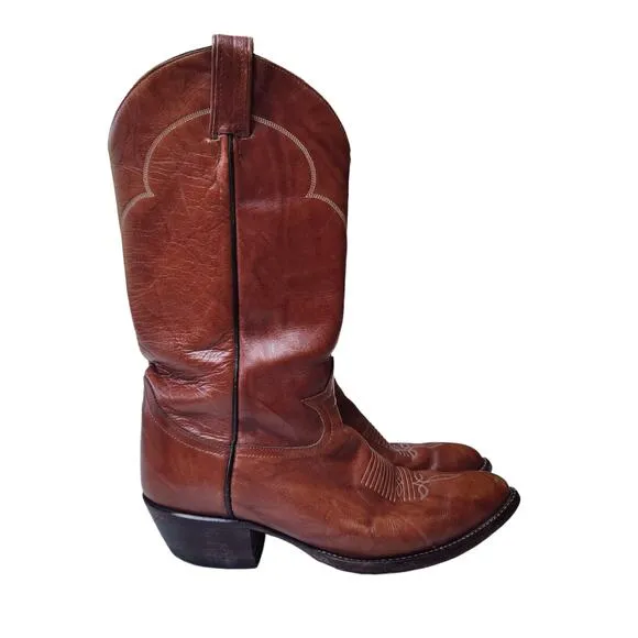 Tony Lama Mens Sz 8.5 Reddish Brown Leather Cowboy Western Boots Style 5084