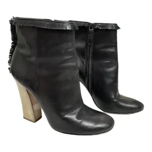 TORY BURCH Bandelier Fringed Leather Ankle Boots size 8 $525
