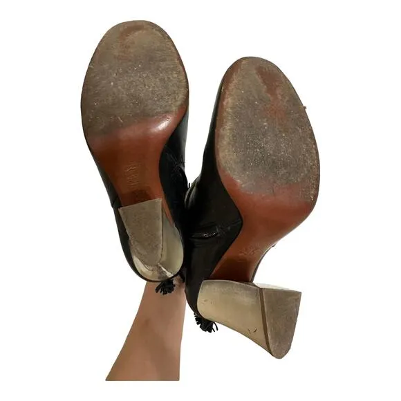 TORY BURCH Bandelier Fringed Leather Ankle Boots size 8 $525