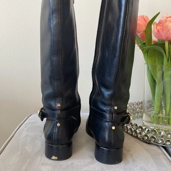 Tory Burch Black Riding Boot Size 5.5 Leather Tall