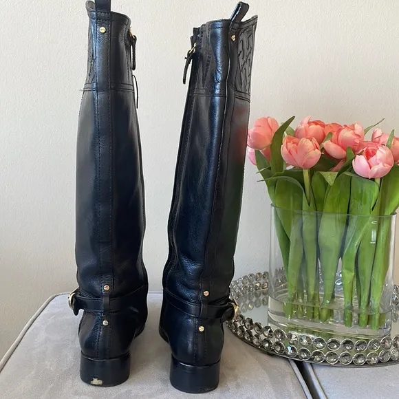 Tory Burch Black Riding Boot Size 5.5 Leather Tall