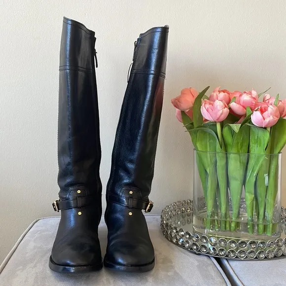 Tory Burch Black Riding Boot Size 5.5 Leather Tall