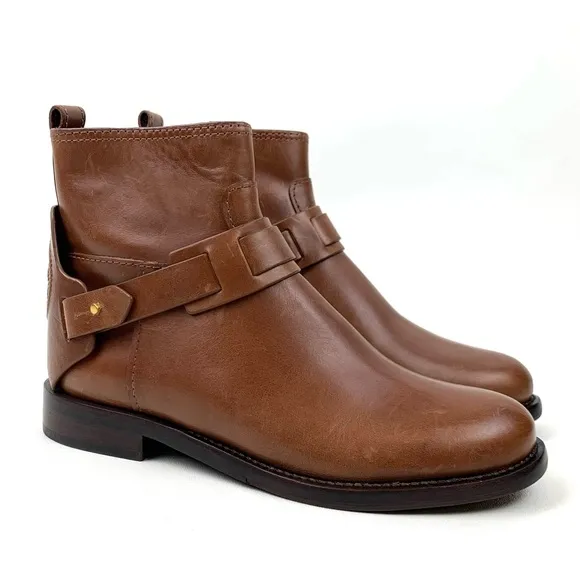 Tory Burch Boots Cognac Brown Leather Harness Equestrian Colton Ankle Size 5