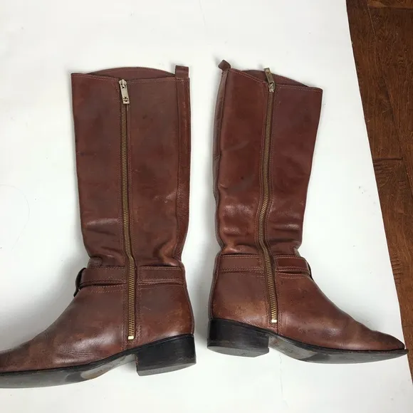 Tory Burch brown leather tall riding boots Size 7