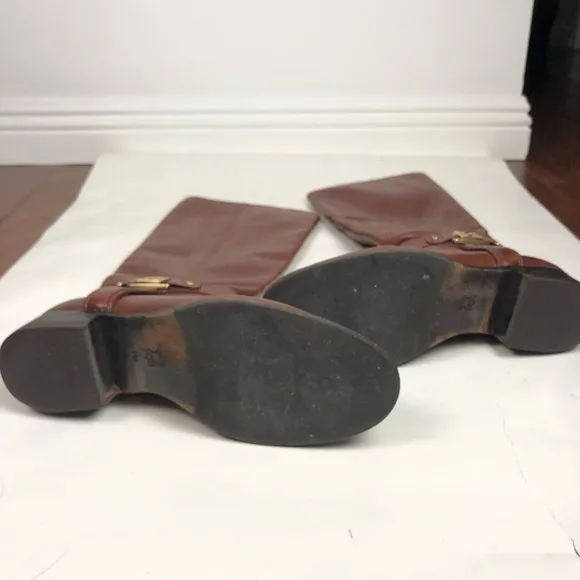 Tory Burch brown leather tall riding boots Size 7