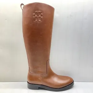 Tory Burch Brown Sidney Logo Leather Tall Riding Boot, size 8 M NEW