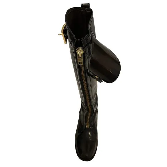 Tory Burch Marco Knee High Brown Leather Riding Side Zip Boots Size 7.5