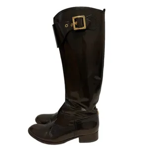 Tory Burch Marco Knee High Brown Leather Riding Side Zip Boots Size 7.5