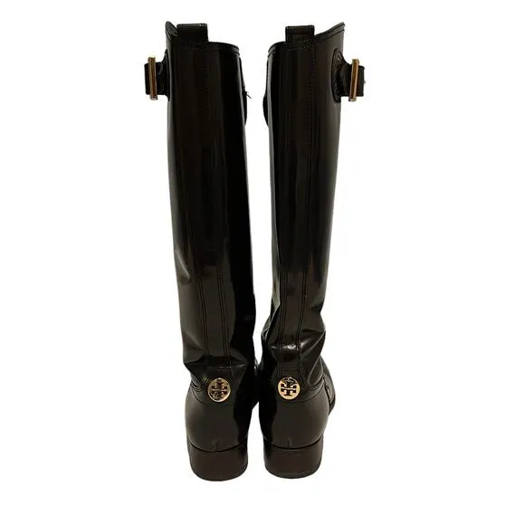 Tory Burch Marco Knee High Brown Leather Riding Side Zip Boots Size 7.5