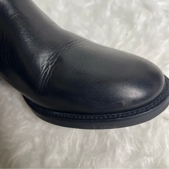 Tory Burch Riding Boots Tenley in Black Leather and Suede Size 5.5