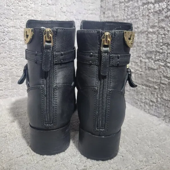 Tory Burch Sidney Womens Size 6M US Black Leather Back Zipper Ankle Boots 50959