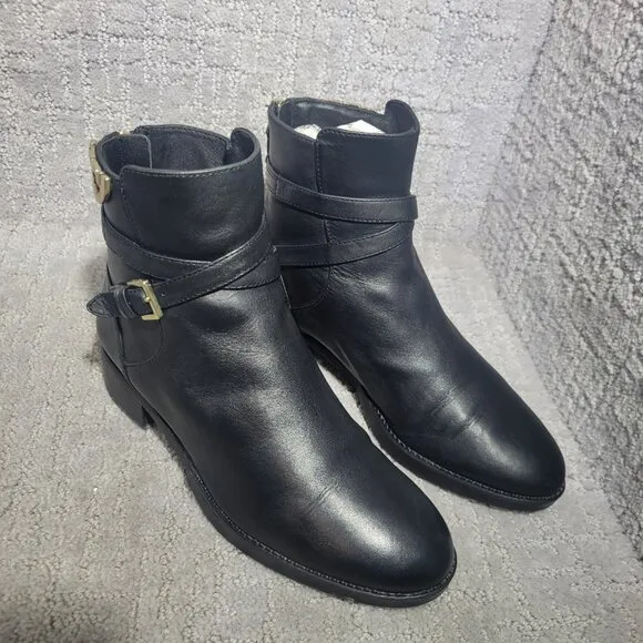 Tory Burch Sidney Womens Size 6M US Black Leather Back Zipper Ankle Boots 50959