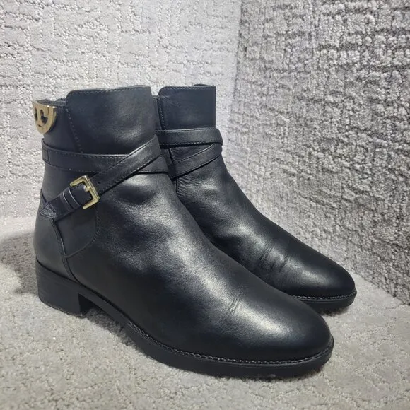 Tory Burch Sidney Womens Size 6M US Black Leather Back Zipper Ankle Boots 50959