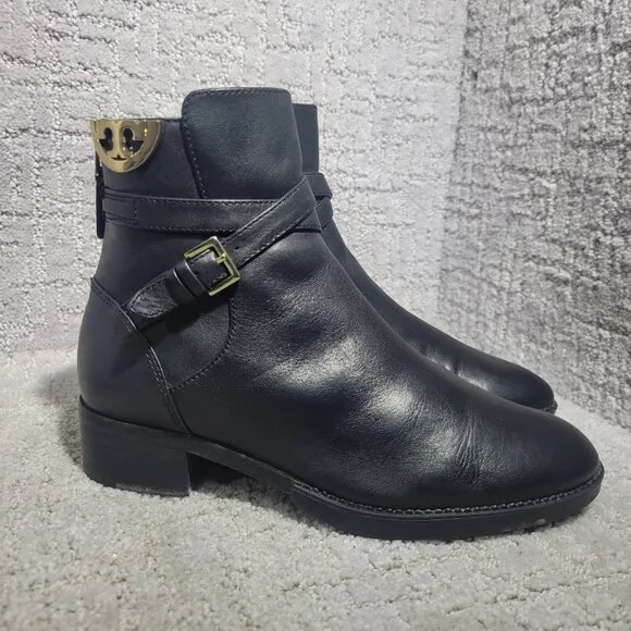 Tory Burch Sidney Womens Size 6M US Black Leather Back Zipper Ankle Boots 50959