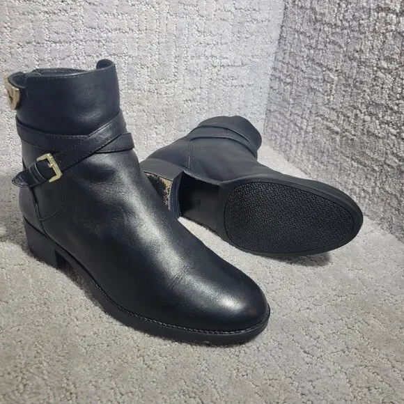 Tory Burch Sidney Womens Size 6M US Black Leather Back Zipper Ankle Boots 50959