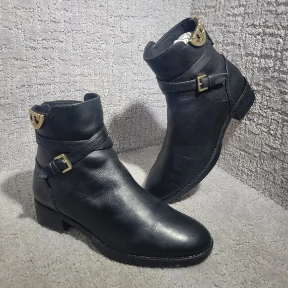 Tory Burch Sidney Womens Size 6M US Black Leather Back Zipper Ankle Boots 50959