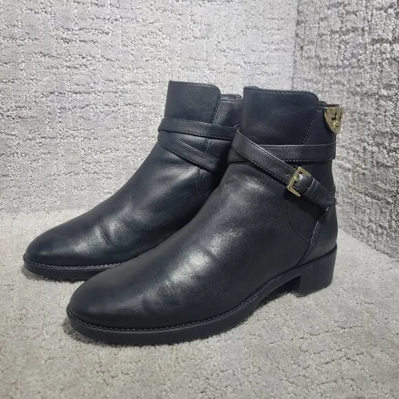 Tory Burch Sidney Womens Size 6M US Black Leather Back Zipper Ankle Boots 50959