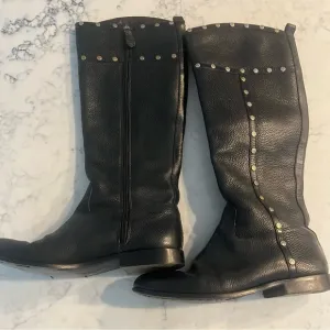 TORY BURCH Womens Black Leather Shoes With Studs Boots Size 9 EUC