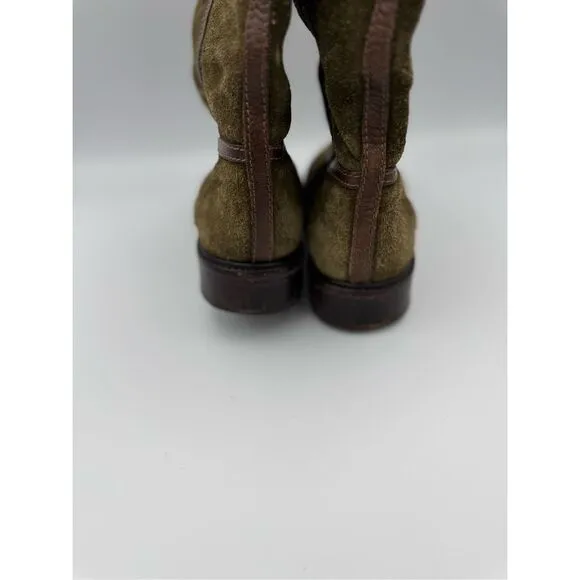 Tory Burch Womens Green Suede Mid Calf Riding Boots Size 6.5M