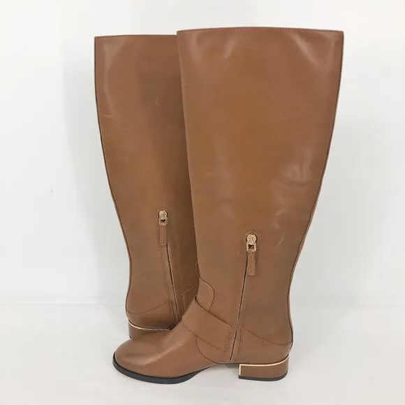 TORY BURCH Women's Sofia Riding Boots 5M Brown Leather Knee-High NWOB
