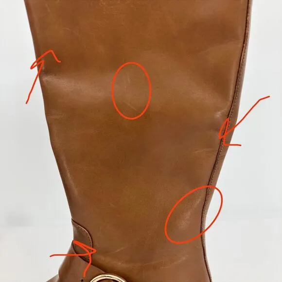 TORY BURCH Women's Sofia Riding Boots 5M Brown Leather Knee-High NWOB