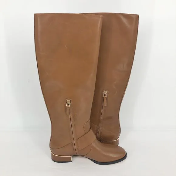 TORY BURCH Women's Sofia Riding Boots 5M Brown Leather Knee-High NWOB