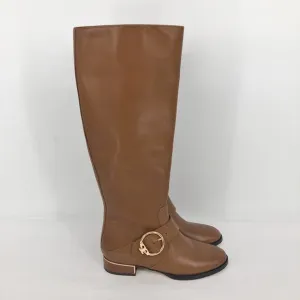TORY BURCH Women's Sofia Riding Boots 5M Brown Leather Knee-High NWOB