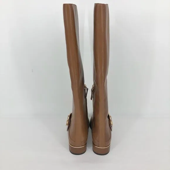 TORY BURCH Women's Sofia Riding Boots 5M Brown Leather Knee-High NWOB