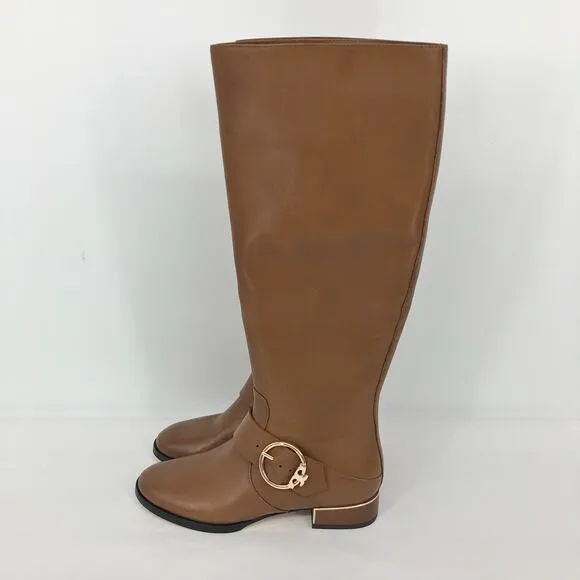 TORY BURCH Women's Sofia Riding Boots 5M Brown Leather Knee-High NWOB