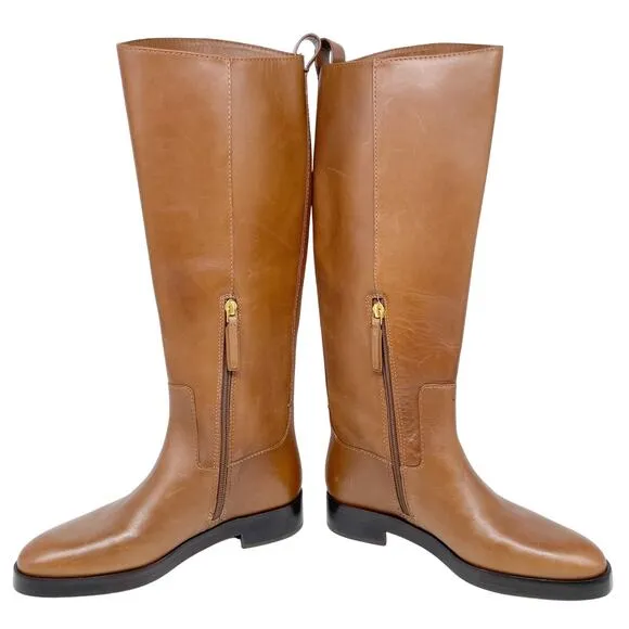Tory Burch Women's The Riding Boot 141232 Brown Leather Size 5.5M