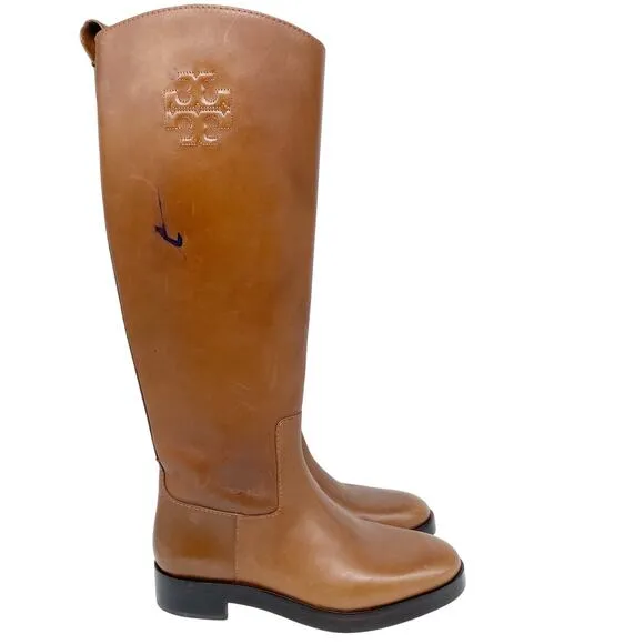 Tory Burch Women's The Riding Boot 141232 Brown Leather Size 5.5M