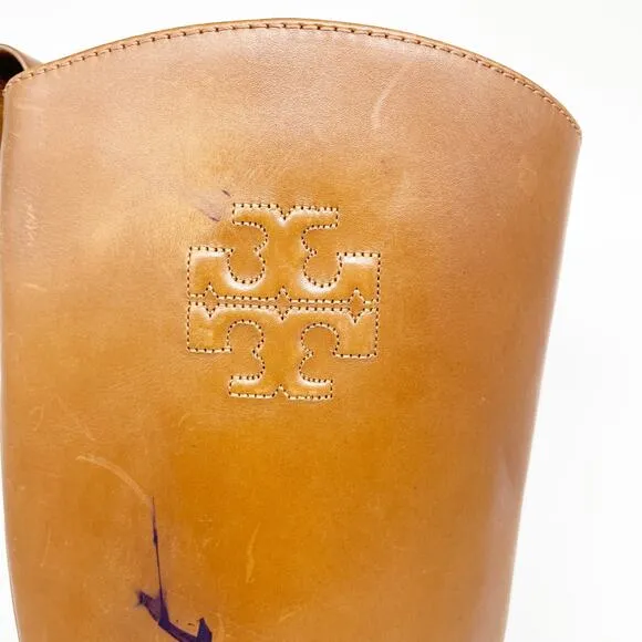 Tory Burch Women's The Riding Boot 141232 Brown Leather Size 5.5M